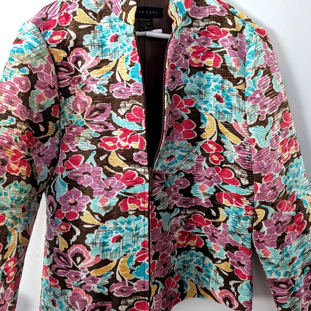 SilkLand Multi Color Floral Jacket - Picture 3 of 7